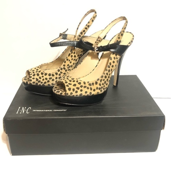 INC International Concepts Mariela Leo Animal Print Slingback Heels Size 7 - Picture 2 of 6